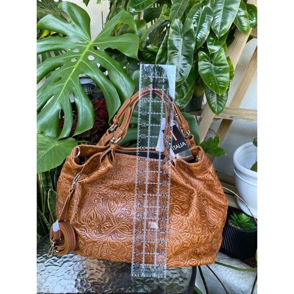 Reduced! NWT Huge STELLA BIANCA Italy Embossed Real Leather Tote/Weekend Bag NEW - Picture 12 of 16